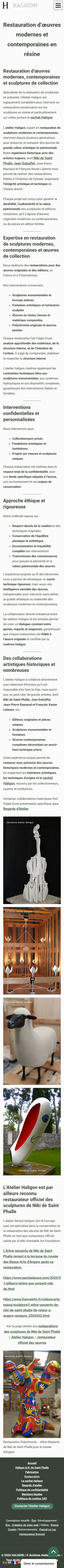 site haligon.art défilant en version mobile (responsive)