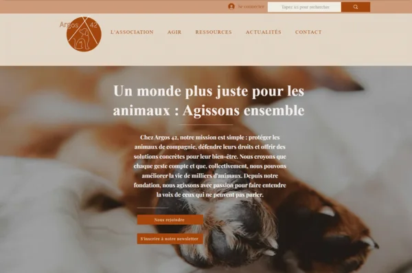 Site de l'association Argos 42 avant la prestation de Éve